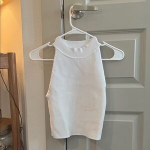 BABATON White Ribbed Sleeveless Top